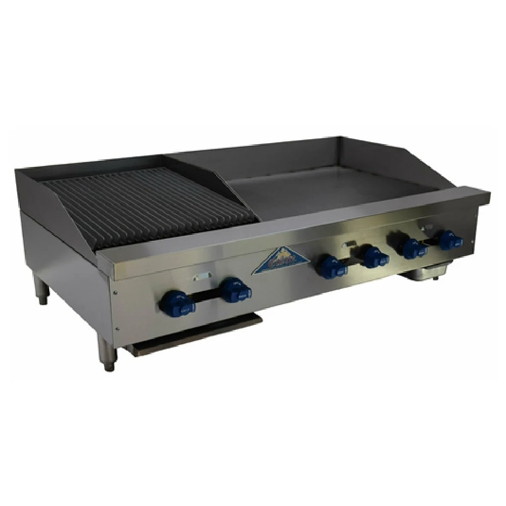 Comstock-Castle FHP48-30-1.5LB 48 Inch Gas Char-Broiler Griddle Combination with Manual Controls 112000 BTU