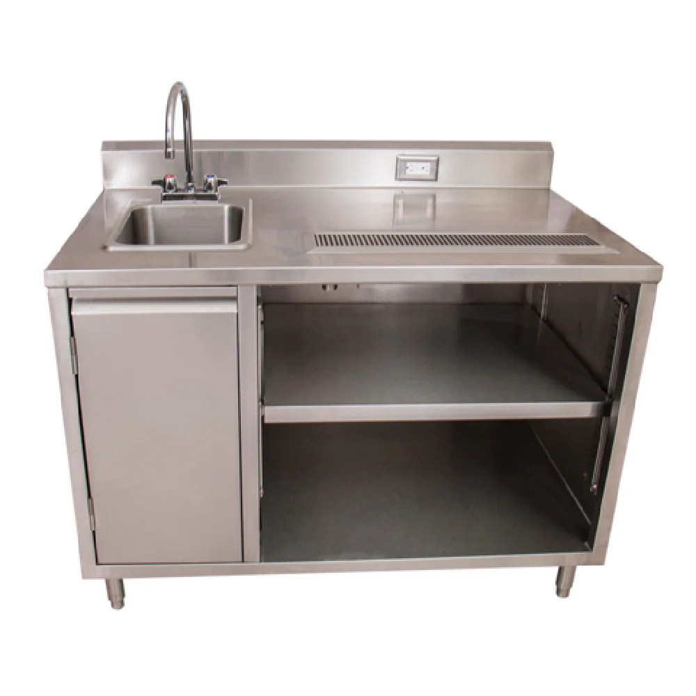 BK Resources BEVT-3048L 48 Inch Beverage Table with Sink and Faucet Stainless Steel