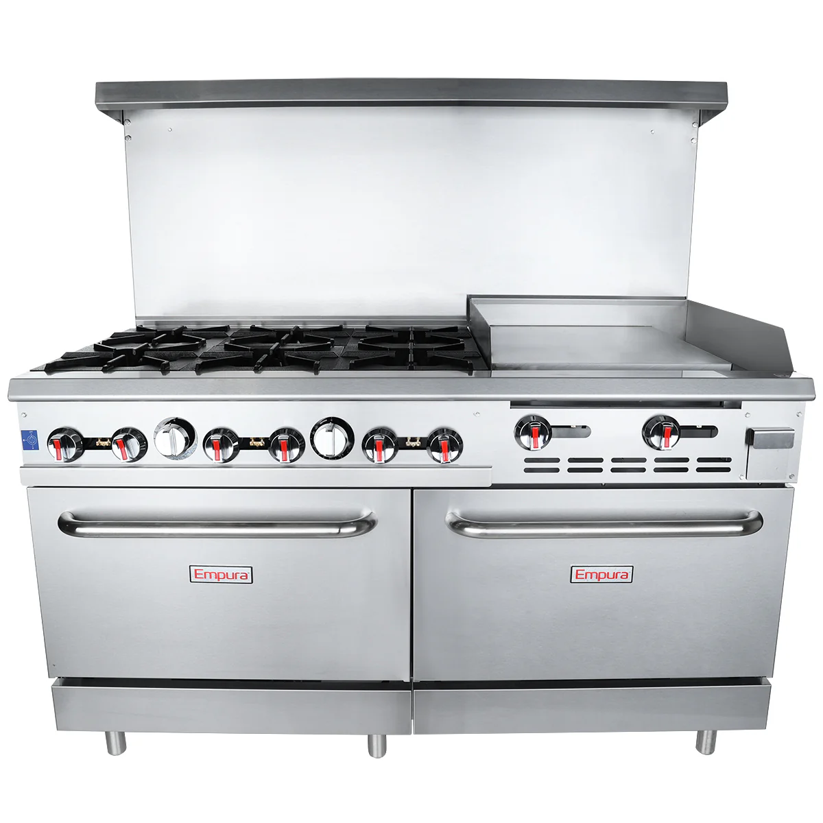 Empura Equipment EGR60-G24_NAT 60 Inch Gas Range with 2 Ovens and 24 Inch Right Griddle Empura Equipment EGR60-G24_NAT 60 Inch Gas Range with 2 Ovens and 24 Inch Right Griddle