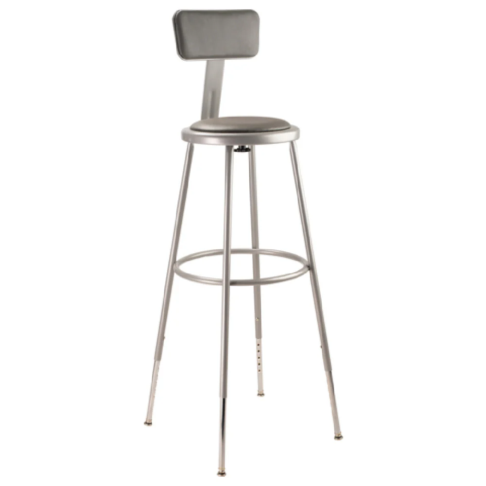 National Public Seating 6430HB 14 Inch Round Vinyl Padded Bar Stool Black
