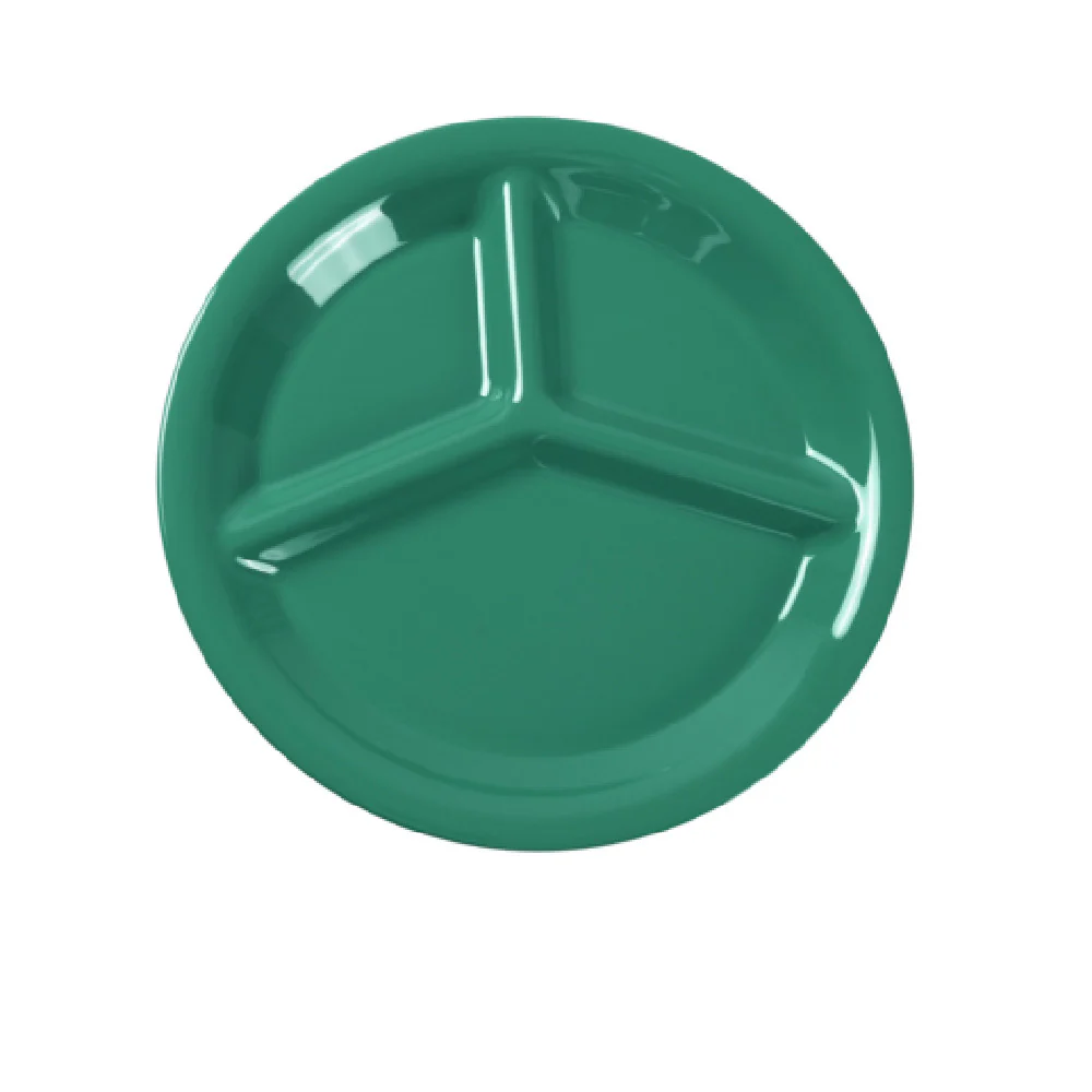Yanco MS-710GR 10 Inch Round Melamine Compartment Plate Green - 3 Compartments Yanco MS-710GR 10 Inch Round Melamine Compartment Plate Green - 3 Compartments