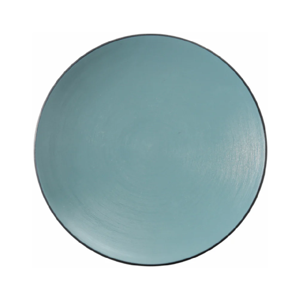 Yanco BM-109TL 8.5 Inch Round Plate Melamine Gray and Teal Color 3 Dozen Yanco BM-109TL 8.5 Inch Round Plate Melamine Gray and Teal Color 3 Dozen