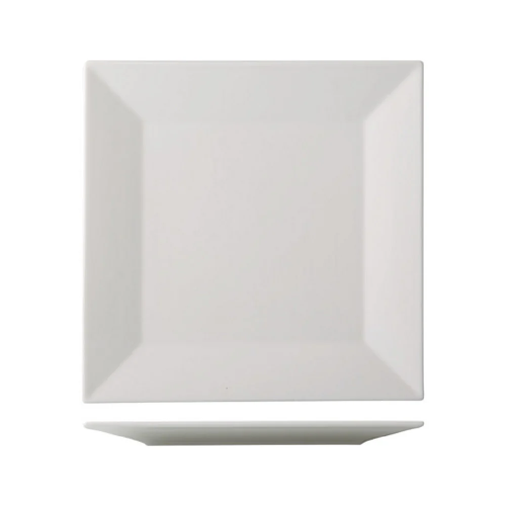 CAC China NGA-7 7 Inch Square Plate Porcelain Bone White with Glazed Foot
