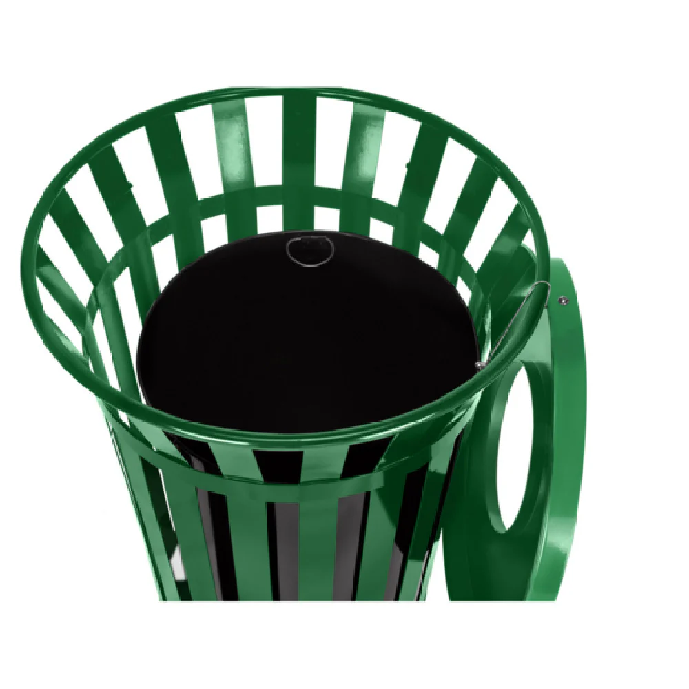 Alpine Industries ALP479-38-GRN 27 Inch Green Steel Trash Receptacle with Metal Liner Alpine Industries ALP479-38-GRN 27 Inch Green Steel Trash Receptacle with Metal Liner