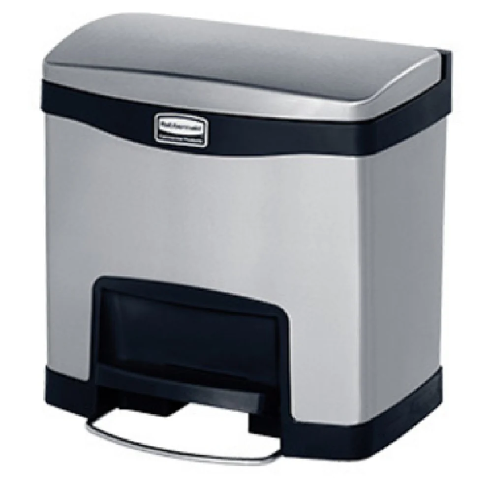Rubbermaid 1901982 15 Inch Indoor Trash Receptacle with Hinged Lid Stainless Steel Rubbermaid 1901982 15 Inch Indoor Trash Receptacle with Hinged Lid Stainless Steel
