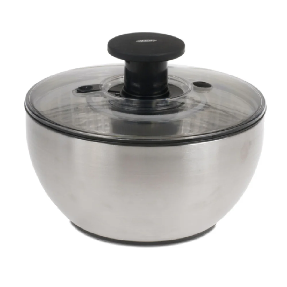 JB Prince U115 6-1/3 Quart Manual Salad Dryer with Pump and Brake Plastic and Stainless Steel JB Prince U115 6-1/3 Quart Manual Salad Dryer with Pump and Brake Plastic and Stainless Steel