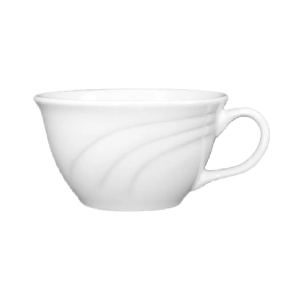 International Tableware AM-23 6 Oz Tea Cup Low With Handle Porcelain Bright White