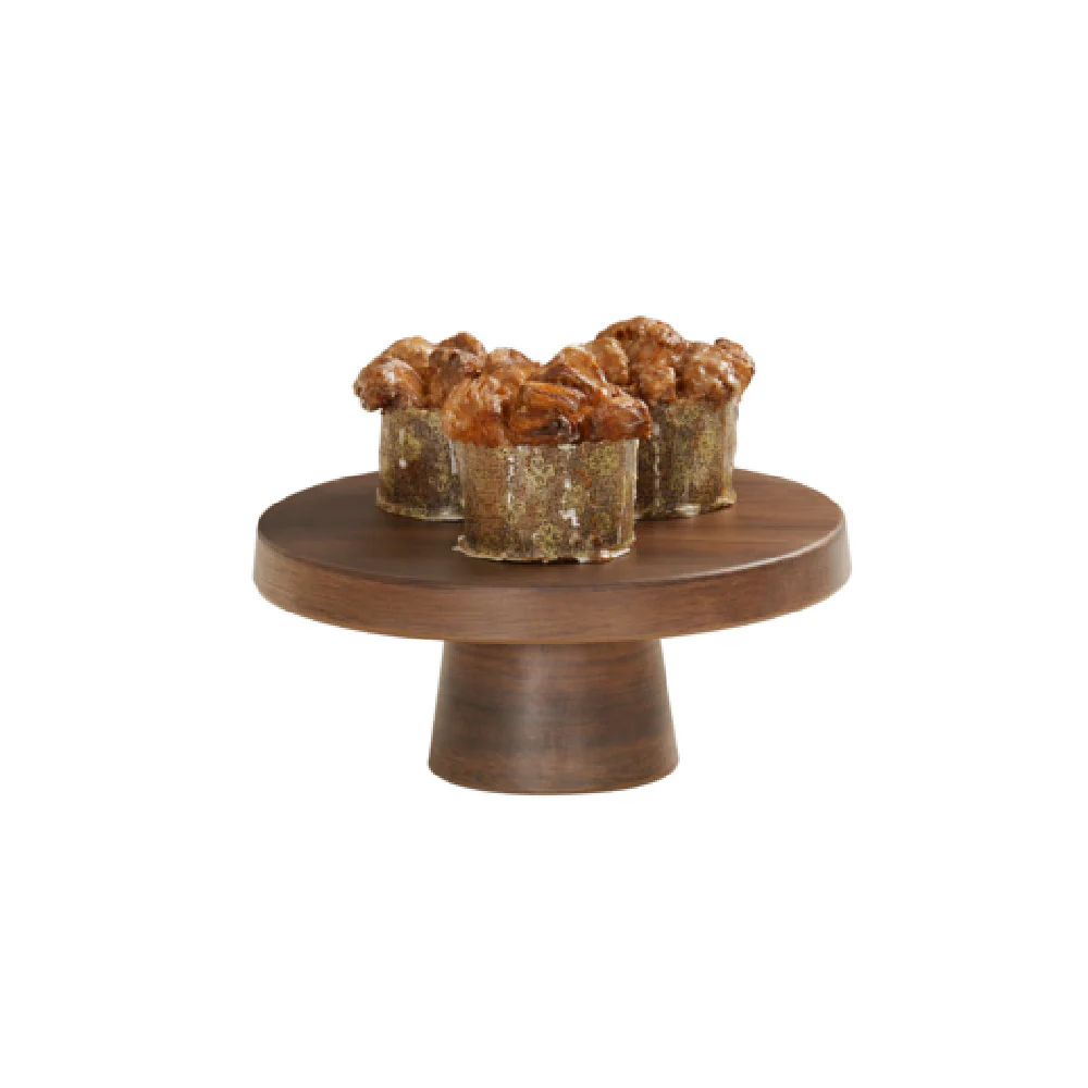 Cal-Mil 23755-104-78 10.25 Inch Diameter Pedestal Dishwasher-safe Melamine Walnut Display Stand