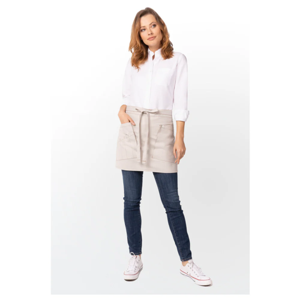 Chef Works AHN06NAT0 Waist Apron 38 Inch with Pencil Divide and Pockets Poly Cotton Natural Chef Works AHN06NAT0 Waist Apron 38 Inch with Pencil Divide and Pockets Poly Cotton Natural