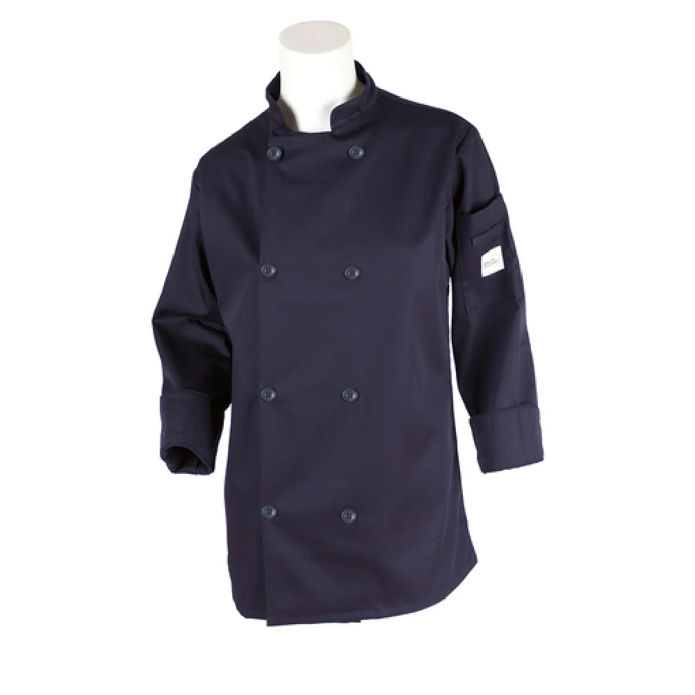 Mercer Culinary M60020NB3X Chef's Coat Women's 3XL Navy Blue 65/35 Poly Cotton Mercer Culinary M60020NB3X Chef's Coat Women's 3XL Navy Blue 65/35 Poly Cotton