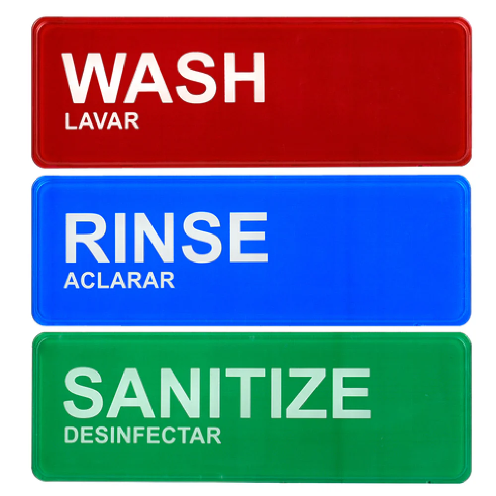 Alpine Industries ALPSGN-41 9 Inch Sign Red/White Wash Rinse Sanitize Bilingual Alpine Industries ALPSGN-41 9 Inch Sign Red/White Wash Rinse Sanitize Bilingual