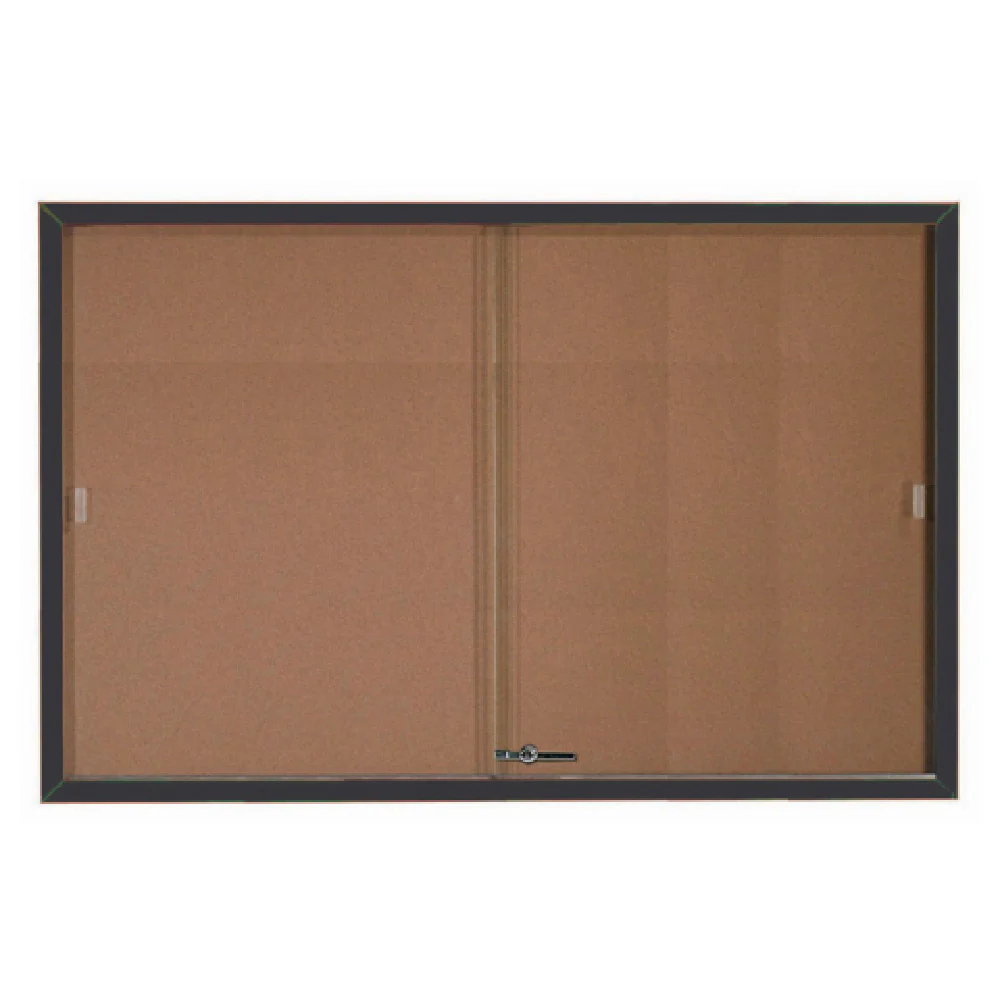 Aarco SBC4872BK 72 Inch Bulletin Board Enclosed with Sliding Door and Cork Back Aarco SBC4872BK 72 Inch Bulletin Board Enclosed with Sliding Door and Cork Back