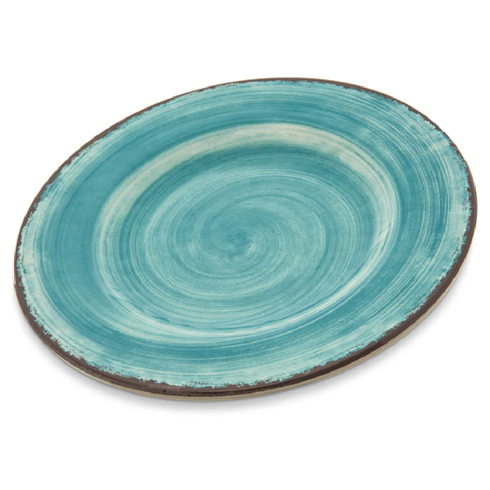 Carlisle 5400215 9 Inch Round Salad Plate Melamine Aqua Swirl Design Carlisle 5400215 9 Inch Round Salad Plate Melamine Aqua Swirl Design