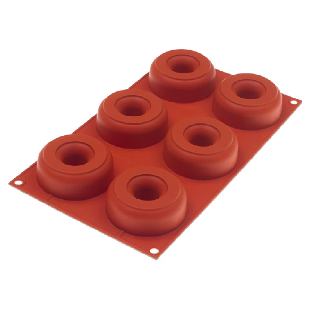 JB Prince M512 P 12 Inch Silicone Mold for 6 Donuts Orange Non-Stick