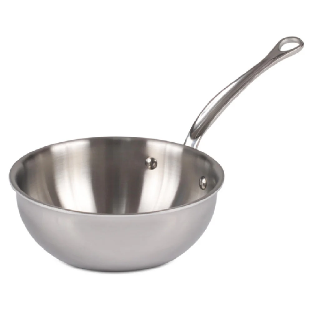 JB Prince S403 20 8 Inch Mauviel M'Cook Splayed Sauté Pan Riveted Handle Stainless Steel Polished Finish