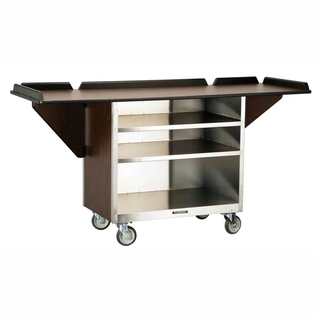 Lakeside 675 24 Inch Beverage Service Cart Drop Leaves Stainless Steel with 3 Shelves Lakeside 675 24 Inch Beverage Service Cart Drop Leaves Stainless Steel with 3 Shelves