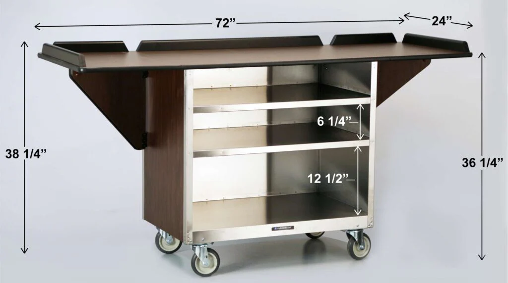 Lakeside 675 24 Inch Beverage Service Cart Drop Leaves Stainless Steel with 3 Shelves Lakeside 675 24 Inch Beverage Service Cart Drop Leaves Stainless Steel with 3 Shelves