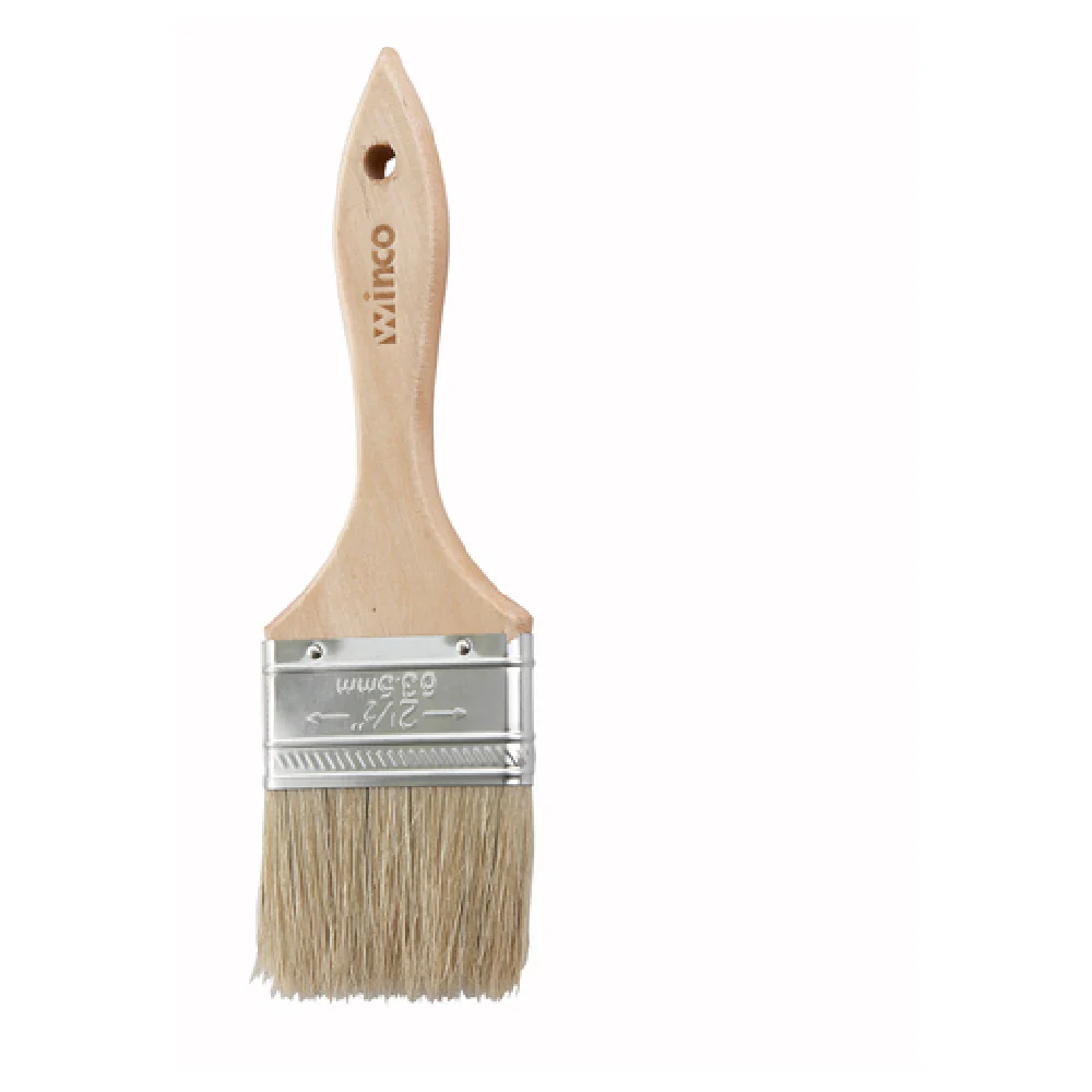 Winco WBR-25 2-1/2 Inch Pastry Brush Boar Hair Bristles Wooden Handle