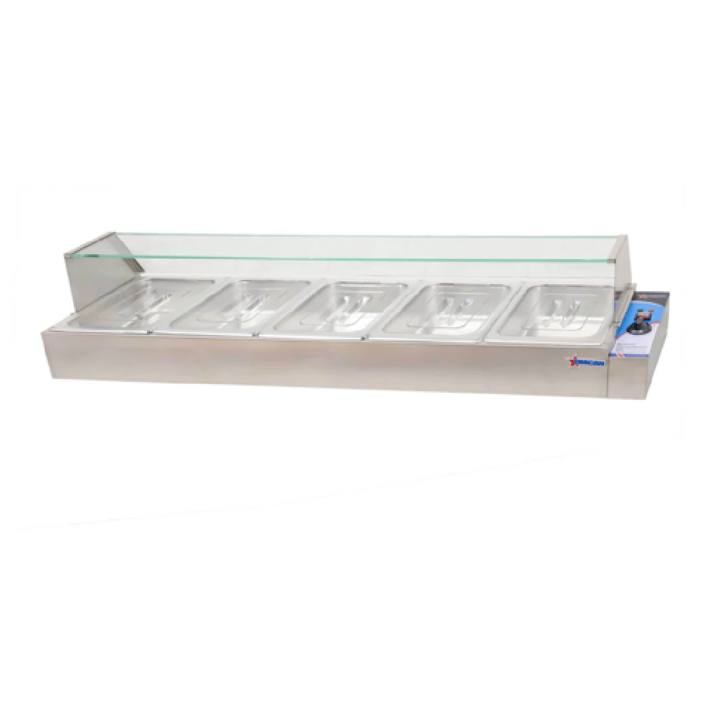 Omcan 43055 56-1/2 Inch Electric Bain Marie Countertop Food Pan Warmer Omcan 43055 56-1/2 Inch Electric Bain Marie Countertop Food Pan Warmer