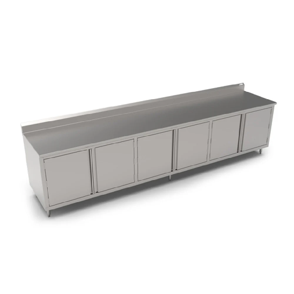 John Boos 4CH6R5-24132 132 Inch Work Table Stainless Steel Cabinet with Hinged Doors