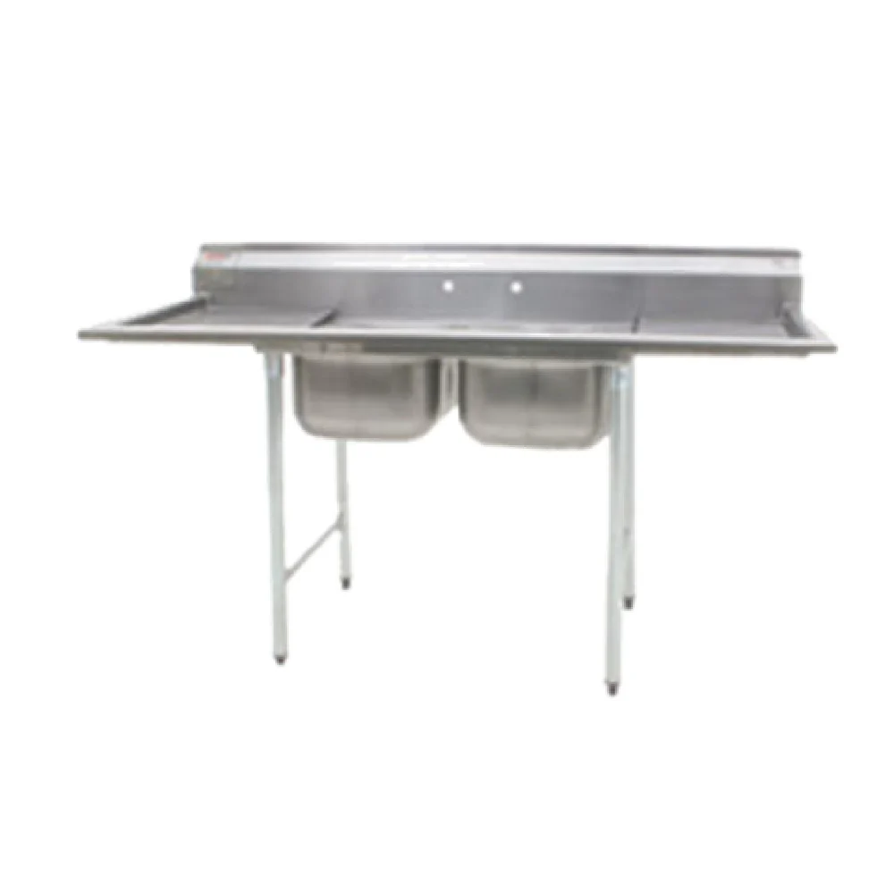 Eagle 412-16-2-18R-X 56-5/8 Inch Two Compartment Sink with Drainboard Stainless Steel