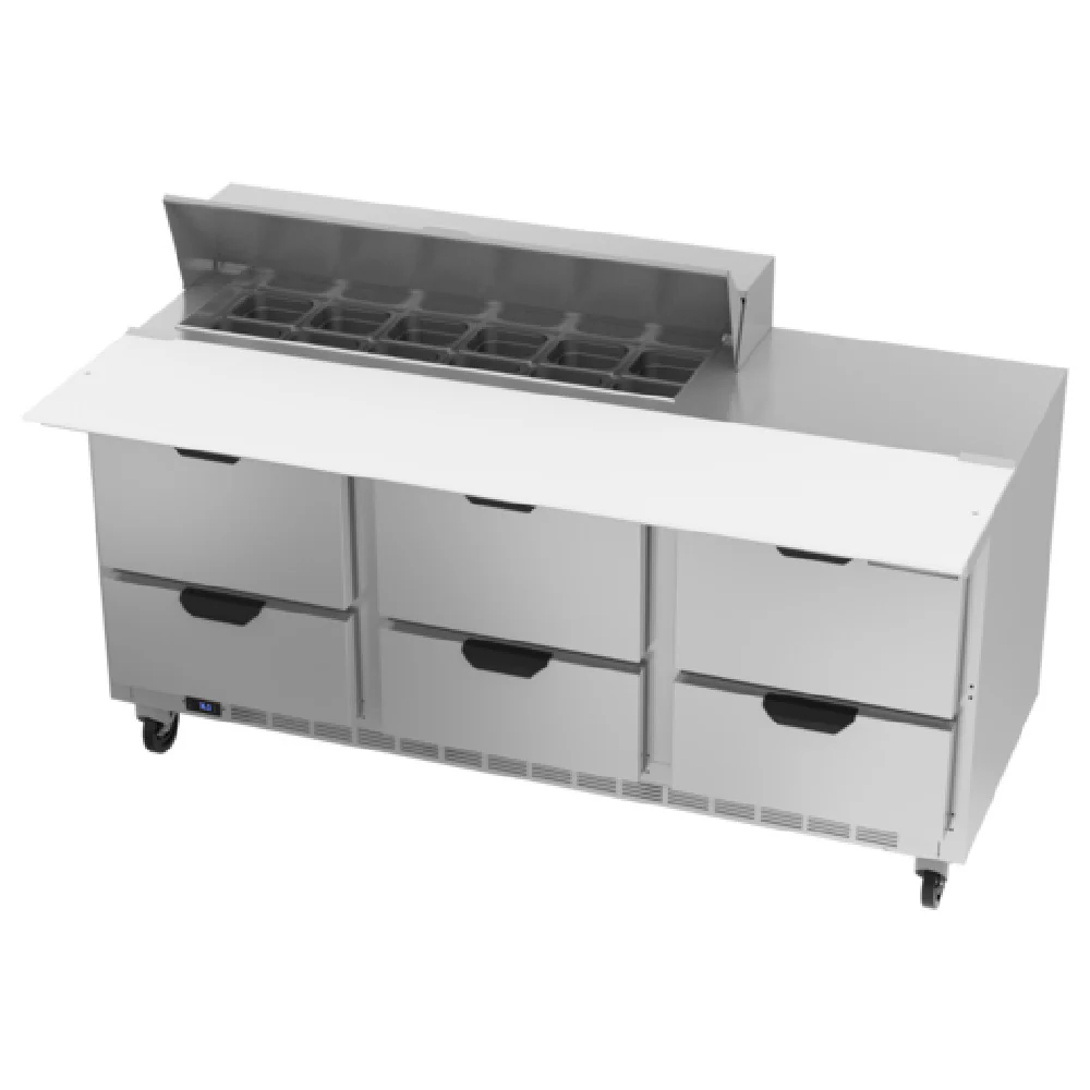 Beverage Air SPED72HC-12C-6 72 Inch Sandwich Top Refrigerated Counter 20 cu ft with 6 Drawers Beverage Air SPED72HC-12C-6 72 Inch Sandwich Top Refrigerated Counter 20 cu ft with 6 Drawers