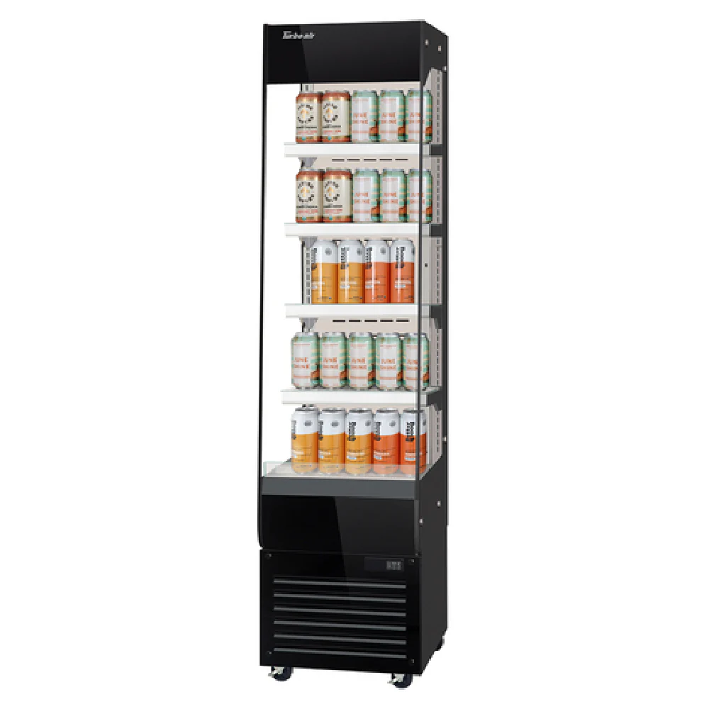 Turbo Air TOM20-75N-W(B) 19 Inch Horizontal Open Display Merchandiser Stainless Steel 4.8 Cu. Ft. Capacity with Self-cleaning Condenser