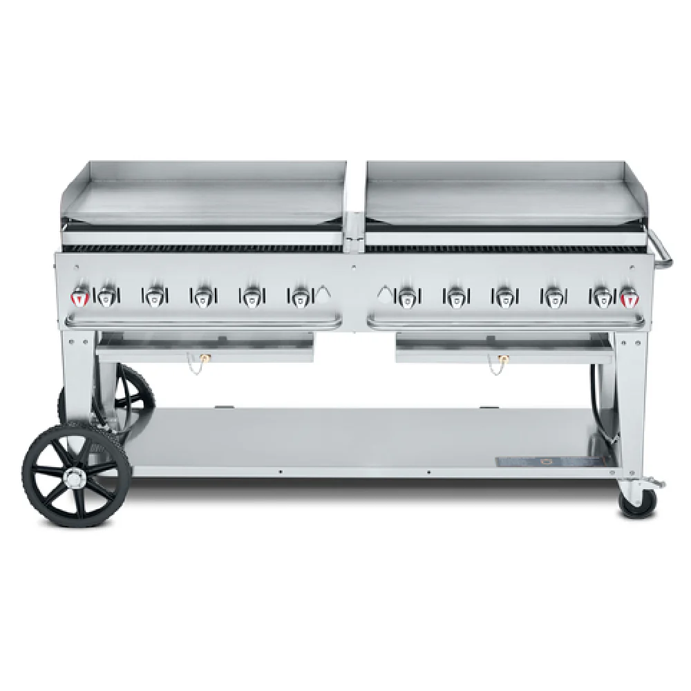 Crown Verity CV-MG-72 81 Inch Outdoor Griddle Mobile Gas 10 Burners 159000 BTU