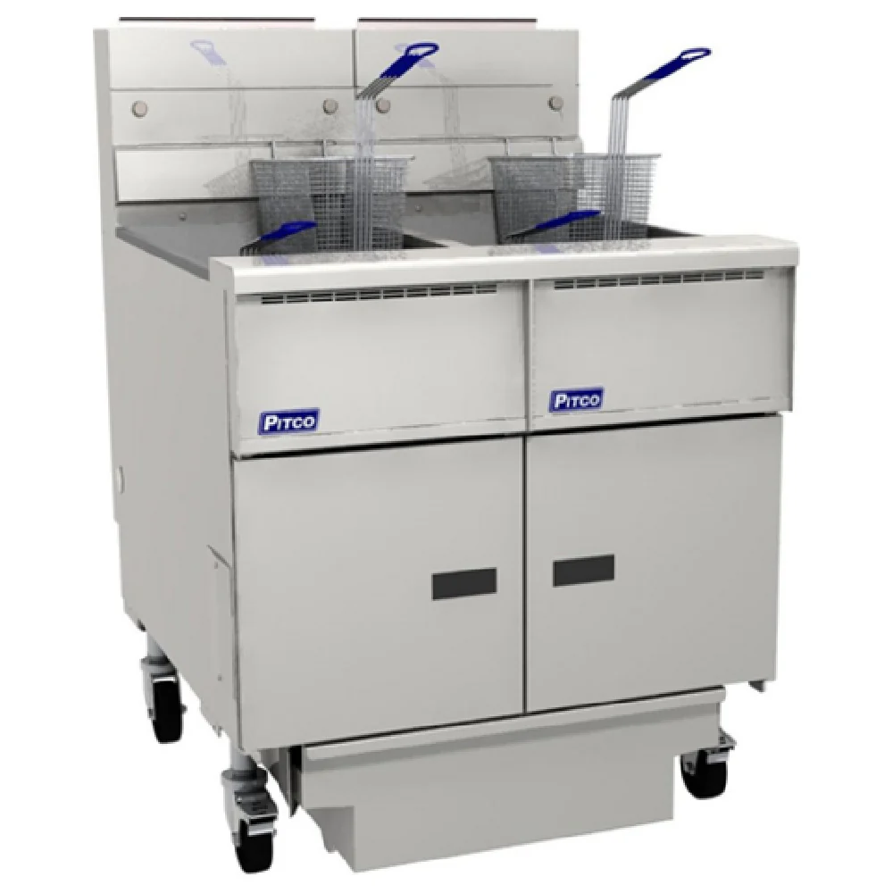 Pitco SG18-2FD 20 Inch High Power Gas Deep Fryer with Solstice Filter 280000 BTU