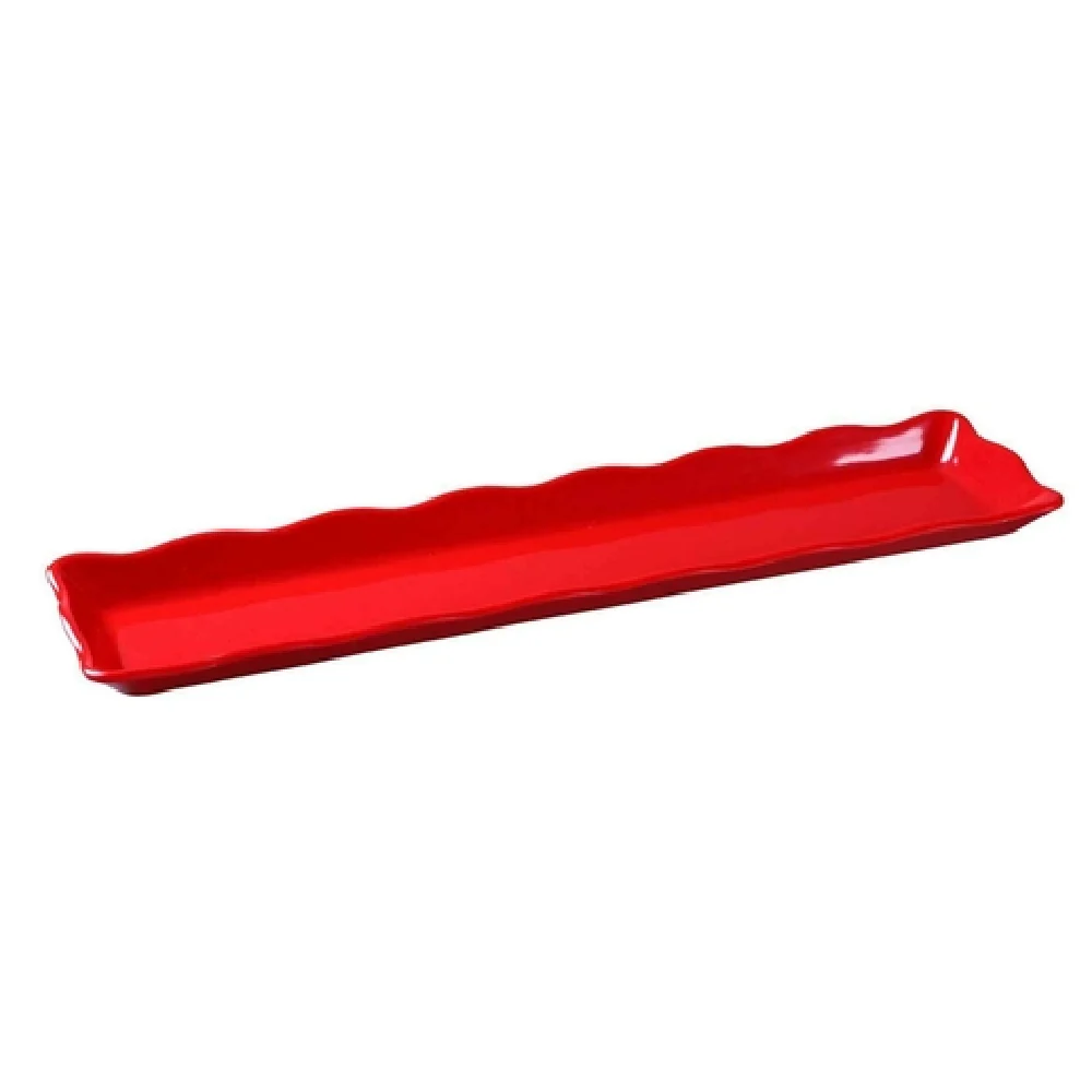 Yanco DC-6021R 21 Inch Scalloped Serving Tray Melamine Red 12 Packs
