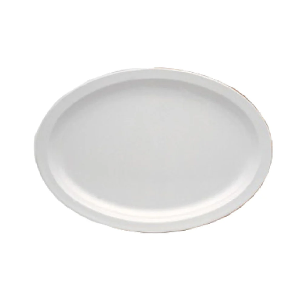Yanco NS-516W 15-1/2 Inch Narrow Rim Oval Platter Heavy Weight Melamine White