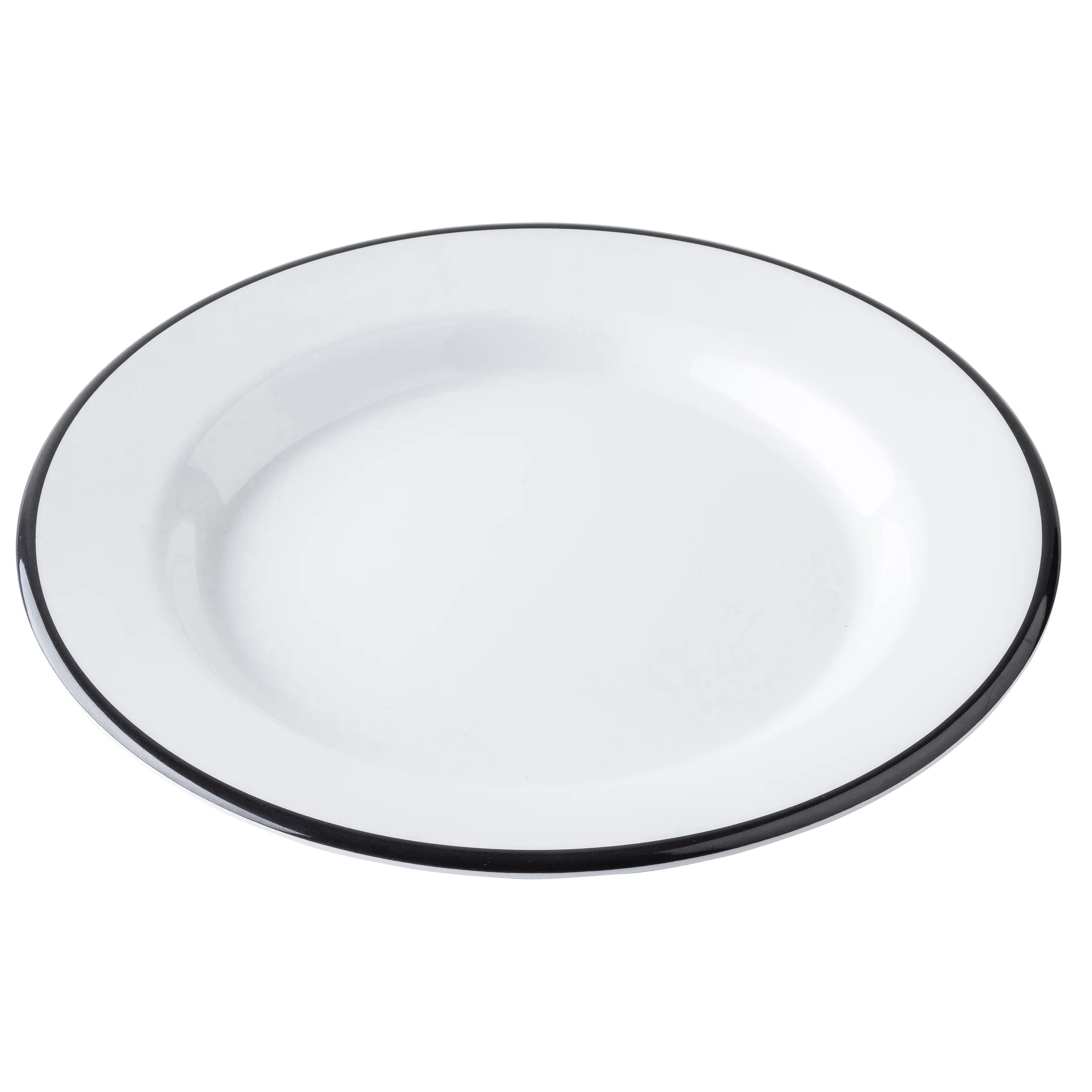Tablecraft 12166 10 Inch Round Plate Melamine White/Black with Durable Design