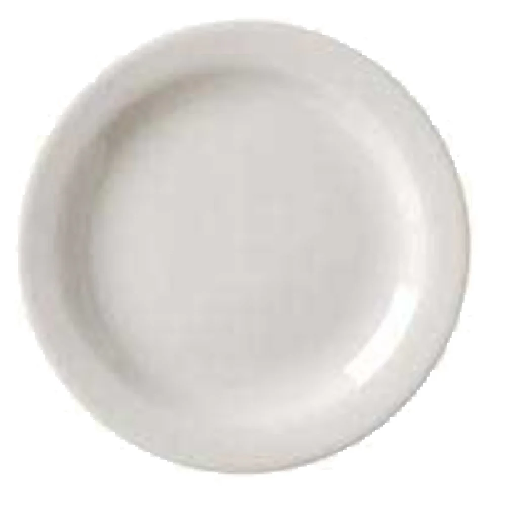 Vertex China VNR-6 6-5/8 Inch Diameter Round Plate White Narrow Rim Polished Foot