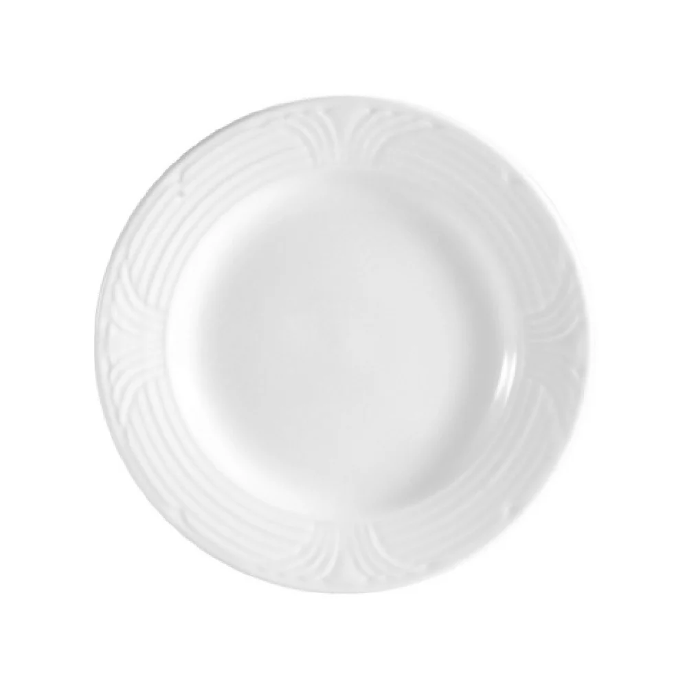 CAC China CRO-7 7-1/2 Inch Corona Plate Round Embossed Porcelain Super White