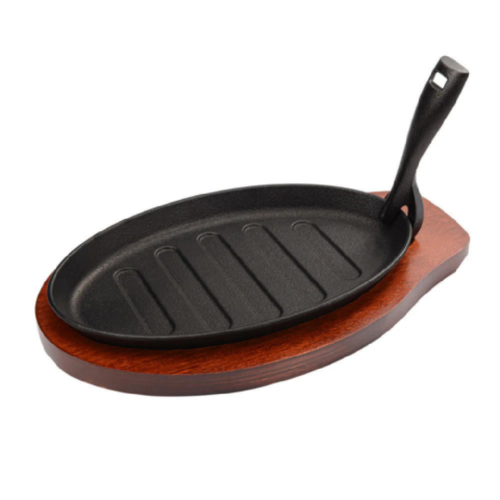 CAC China FSPC-3 10 Inch Cast Iron Fajita Platter Set 3 Pieces