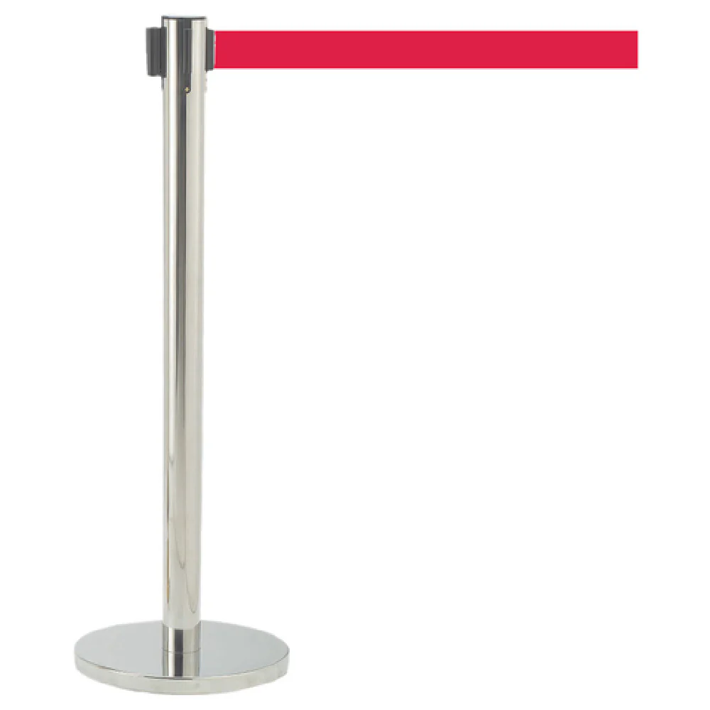 Aarco HS-7RD 14 Inch Portable Steel Base Indoor Retractable Stanchion Red Belt Satin Chrome Finish Aarco HS-7RD 14 Inch Portable Steel Base Indoor Retractable Stanchion Red Belt Satin Chrome Finish