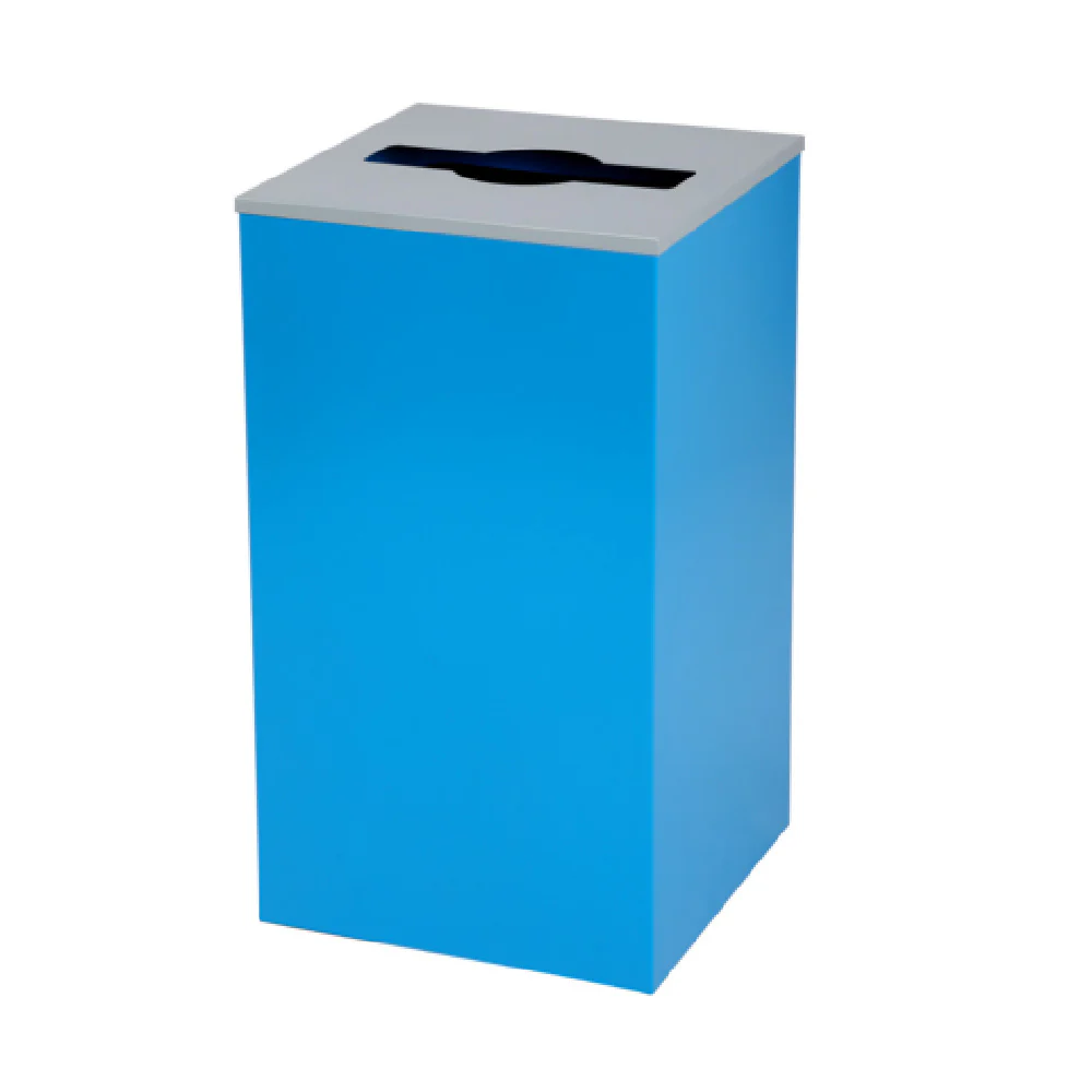 Alpine Industries ALP4450-KIT-BLU-M 16 Inch Blue Steel Recycling Bin with Mixed Lid