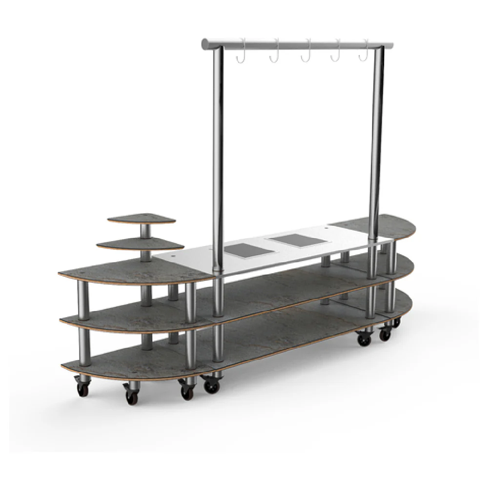 MGCMLD05GSXW 130 Inch 3-Tier Commercial Buffet Station with Shelves and Hooks