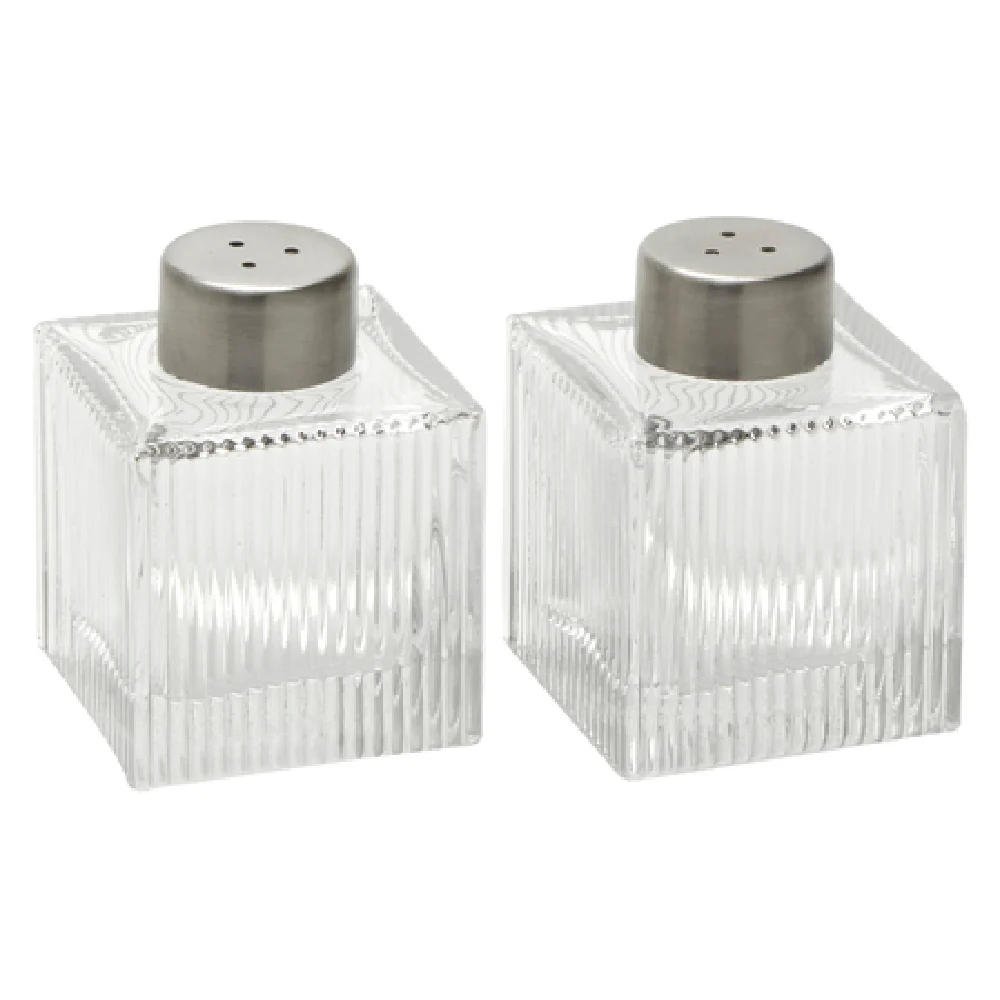 American Metalcraft GSPSR 2 Oz Vintage Salt and Pepper Shaker Set Stainless Steel Glass