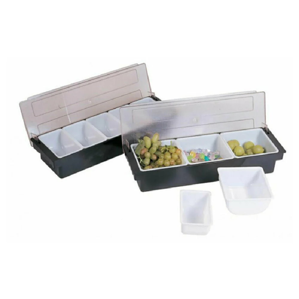 Omcan 80589 20 Inch Condiment Holder with 3 Compartments Black ABS Plastic Omcan 80589 20 Inch Condiment Holder with 3 Compartments Black ABS Plastic