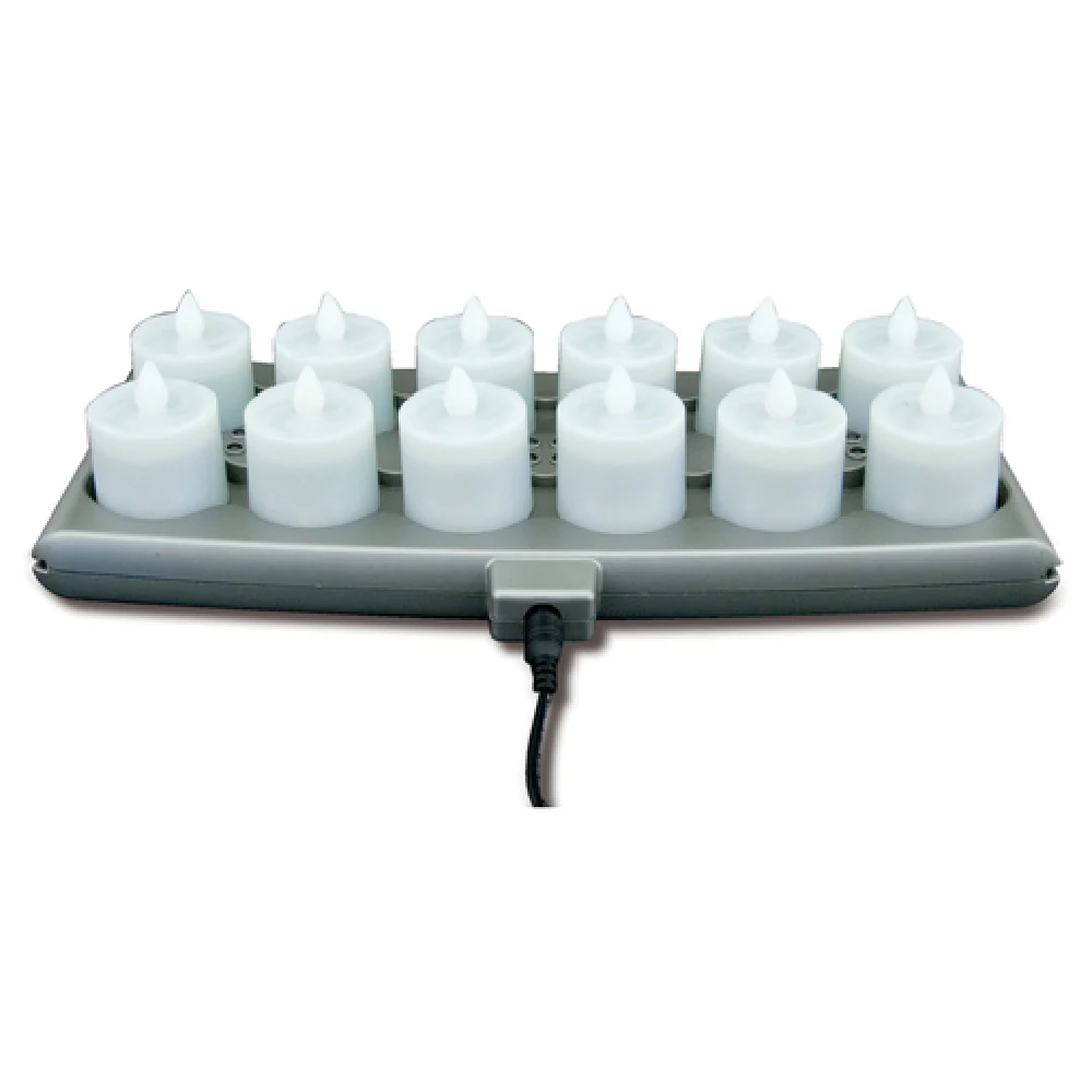 Hollowick HFRP12-CL 12 Inch Flameless LED Candle Set with Charging Tray Hollowick HFRP12-CL 12 Inch Flameless LED Candle Set with Charging Tray