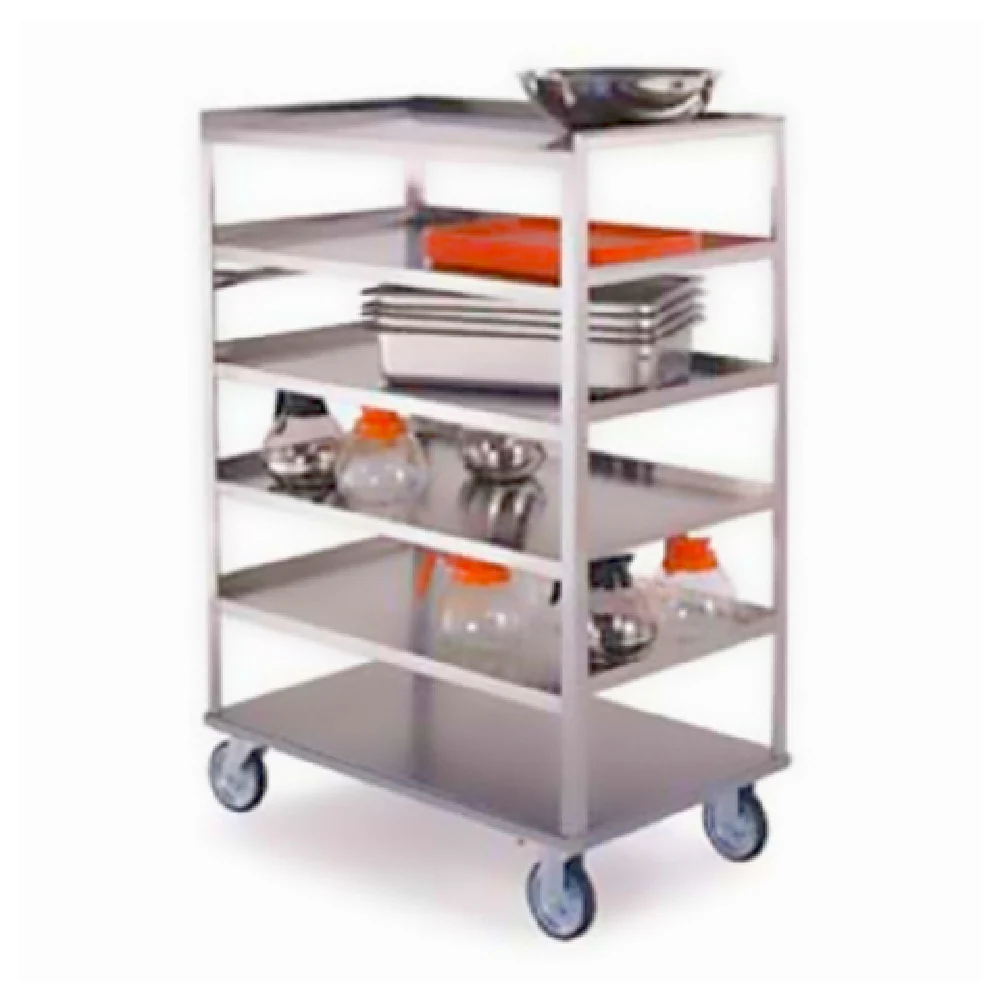 Lakeside 462 50 Inch Open Tray Truck Stainless Steel 6 Shelf with Push Handle
