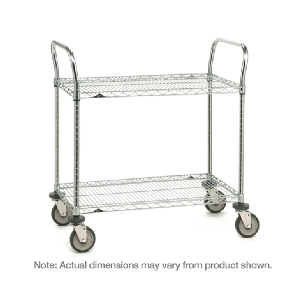 Metro 2SPN53DC 36 Inch SP Heavy Duty Utility Cart with 2 Wire Shelves Chrome Plated Metro 2SPN53DC 36 Inch SP Heavy Duty Utility Cart with 2 Wire Shelves Chrome Plated