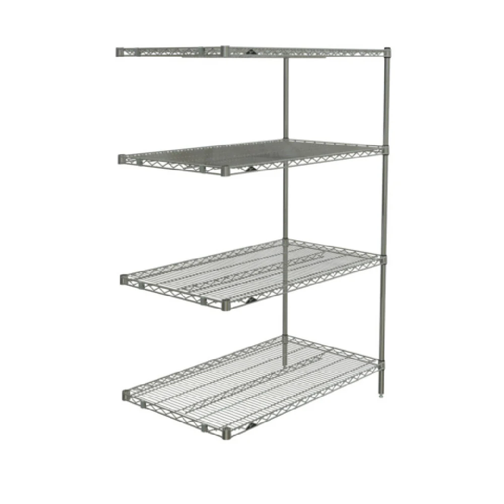 Metro AN546BR 42 Inch Add-On Unit Wire Shelving with 4 Shelves Zinc Finish