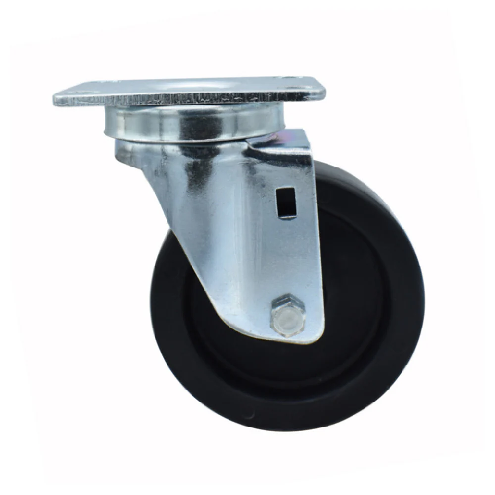 BK Resources 4SBR-1PT-LDP 4 Inch Polyolefin Wheel Plate Caster Without Brake