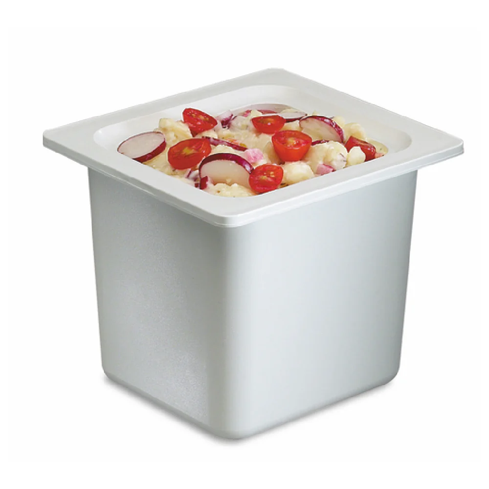 San Jamar CI7001WH 1/6 Size Refrigerant Filled Food Pan White ABS Plastic 12 Packs
