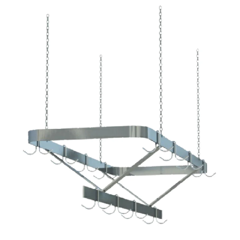 Sapphire Manufacturing SM-CR84 Pot Rack Ceiling Hung Triple Bar Design Sapphire Manufacturing SM-CR84 Pot Rack Ceiling Hung Triple Bar Design