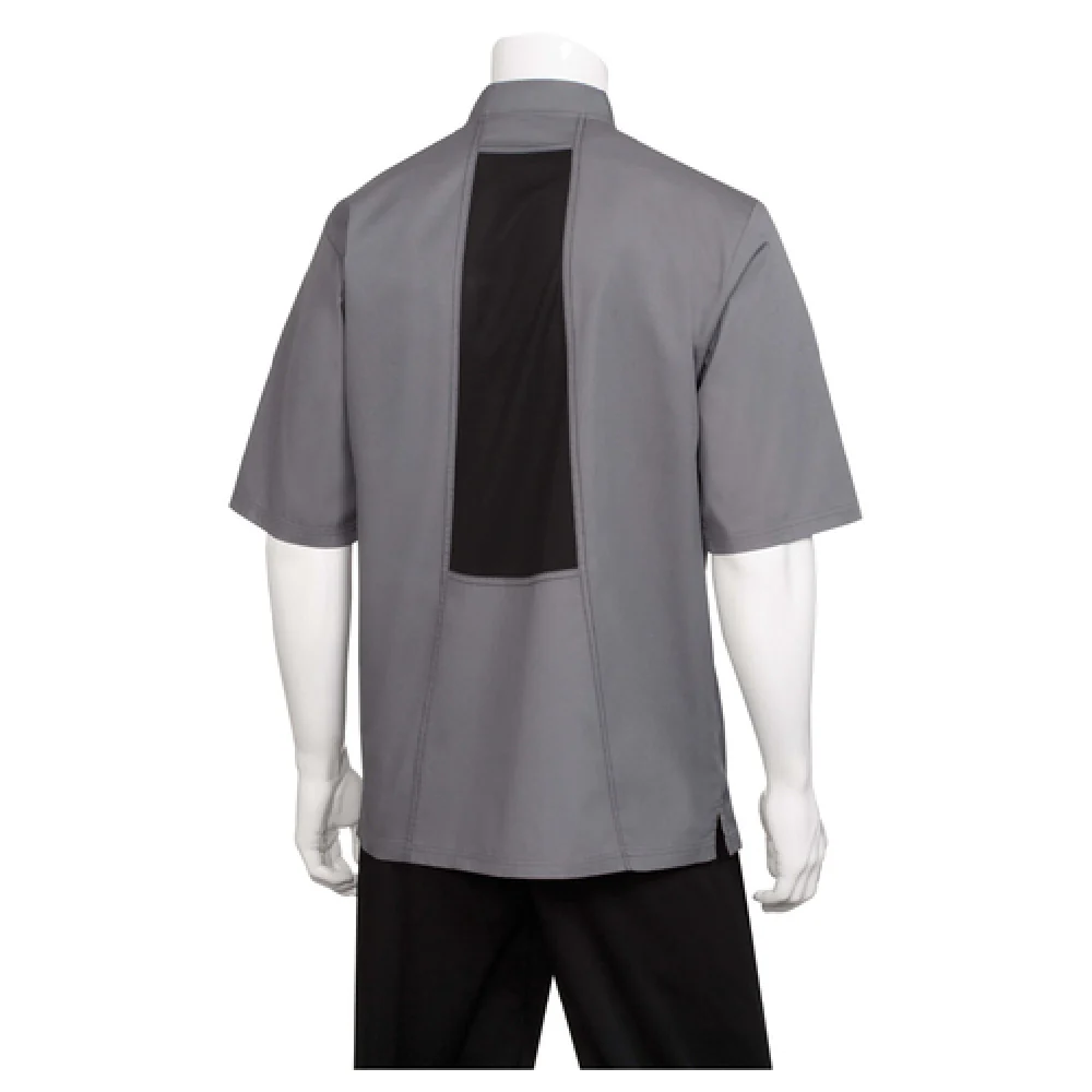 Chef Works VSSSGBCM Medium Valais Chef Coat Short Sleeve Gray with Contrast Chef Works VSSSGBCM Medium Valais Chef Coat Short Sleeve Gray with Contrast