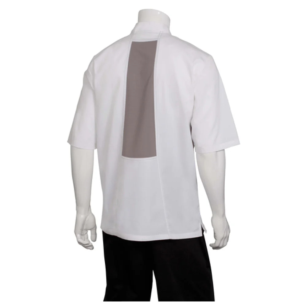 Chef Works VSSSWGC2XL 2XL Valais Chef Coat Short Sleeve White with Gray Contrast Chef Works VSSSWGC2XL 2XL Valais Chef Coat Short Sleeve White with Gray Contrast