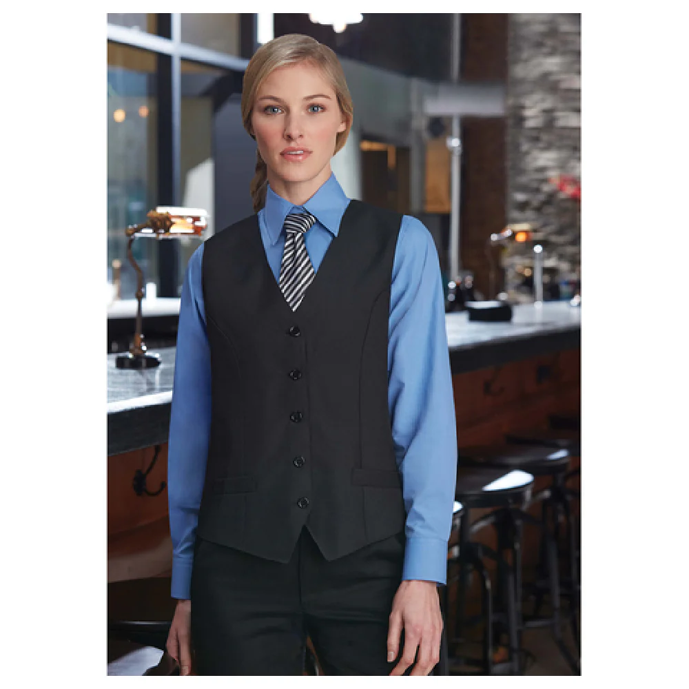 Chef Works VPME-BLK-3XL Men's Vest 3XL Fully Lined Black Polyester 6 Pockets